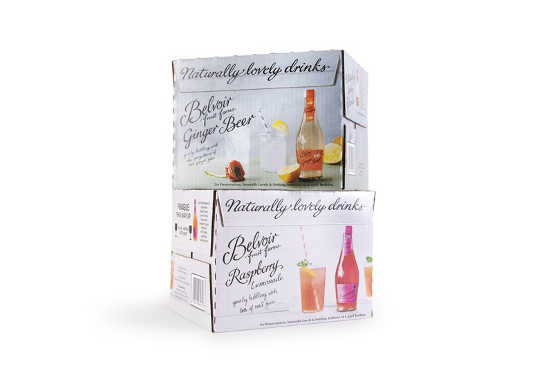 corrugated packaging for Belvoir Drinks